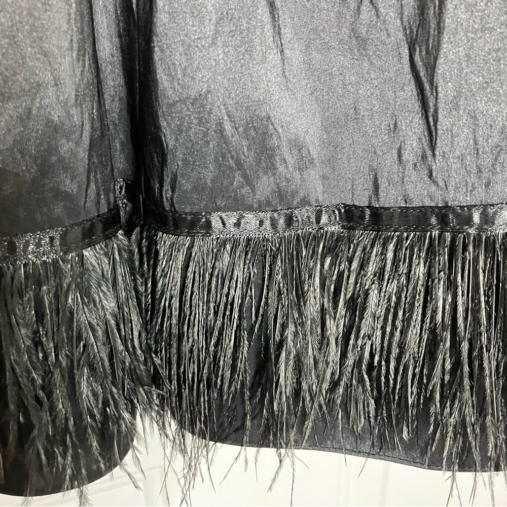 - S L Fashions black feather border party dress size 8 - Picture 8 of 10